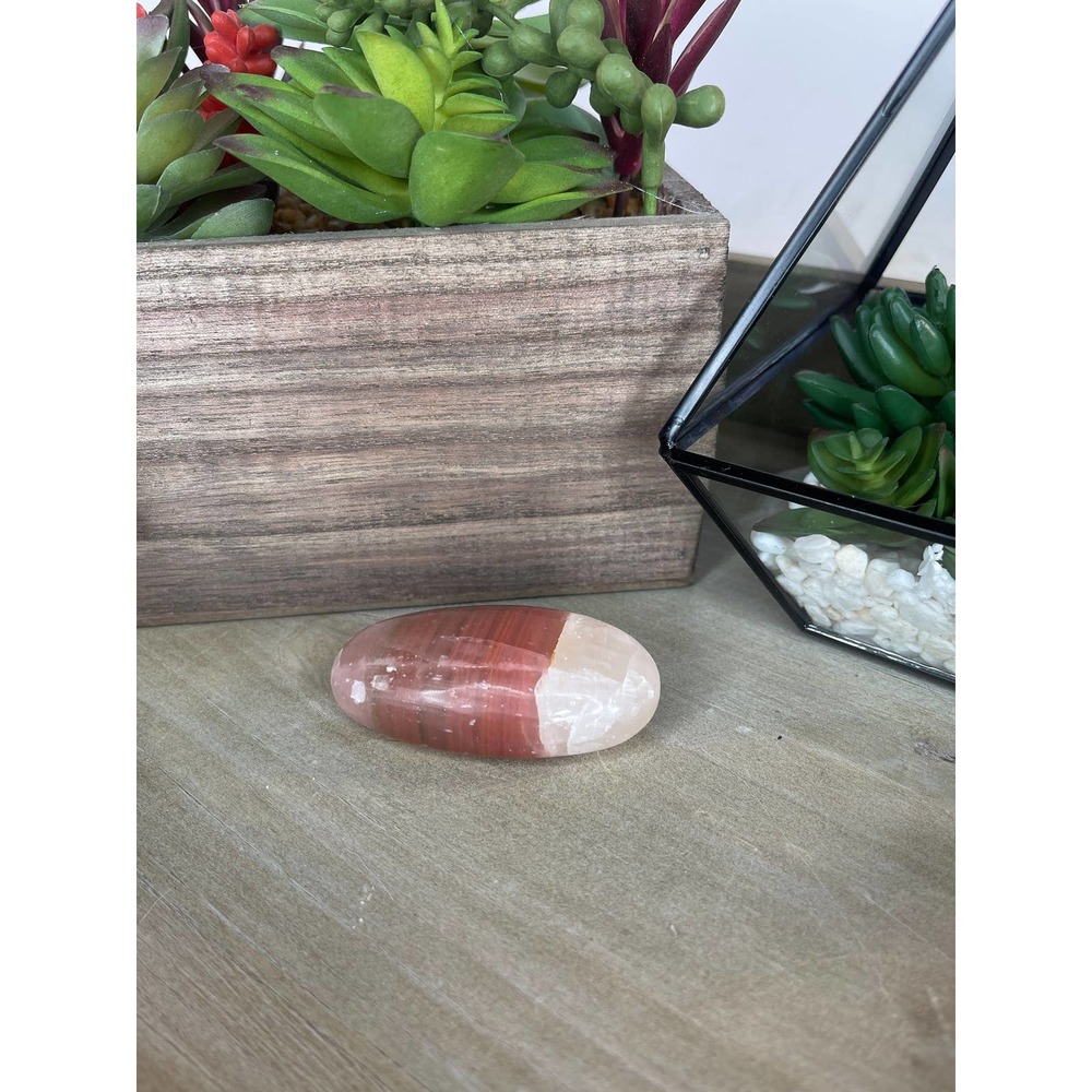 Rose Calcite Palm Stone Polished